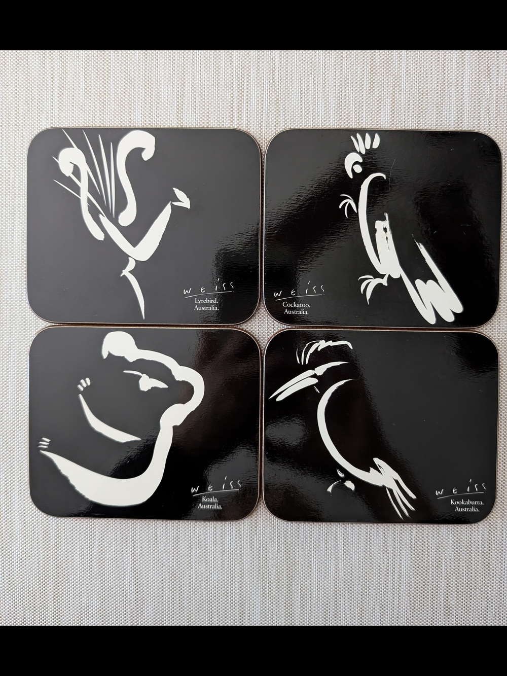 Jason Weiss Australia Black & White Animal Coaster Set (4) Great Condition